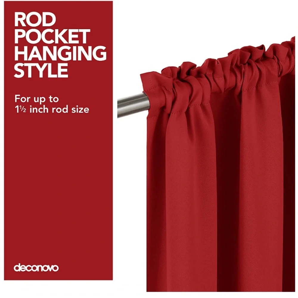Deconova blackout vibrant Elegant Red Curtains